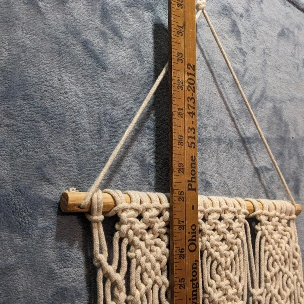 Boho Macrame Wall Hanging with Pocket Cream Cotton‎ Fringe Wall Art Decor New